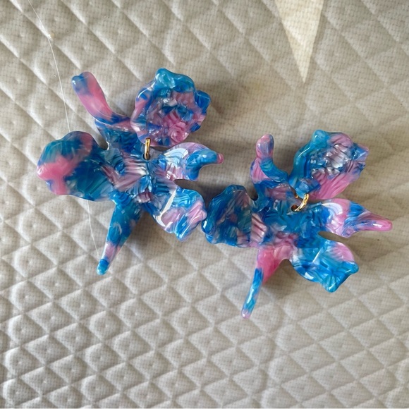 Lele Sadoughi COTTON CANDY SMALL PAPER LILY Drop Earrings New - Picture 8 of 10